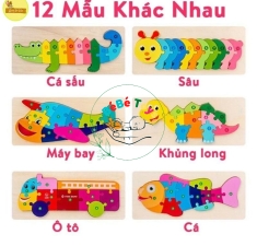 Đồ chơi trẻ em tranh ghép hình nối theo số bằng gỗ giúp bé phát triển vận động tinh và tư duy