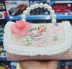 TÚI DẠ CẦM TAY HOA HỒNG BEAUTIFUL NGỌC TRAI CHO BÉ GÁI VÍ MINI CẦM TAY 
