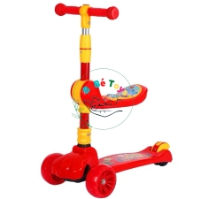 Xe trượt Scooter cho bé 3 In 1 có ghế ngồi - Hình Gà Con Đáng Yêu - bánh có nhạc, đèn led