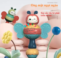 Đồ chơi giáo dục Xúc xắc gặm nướu con ong dễ thương chất liệu PP xoay toàn thân 360 độ
