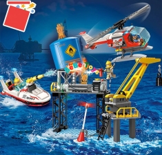 Bộ Lego xếp hình lắp ráp chính hãng Qman 2806- Cứu hỏa ngoài khơi