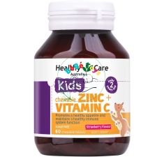 Viên nhai tăng đề kháng cho bé Healthy Care Kids bổ sung kẽm Zinc + Vitamin C 60 viên của Úc