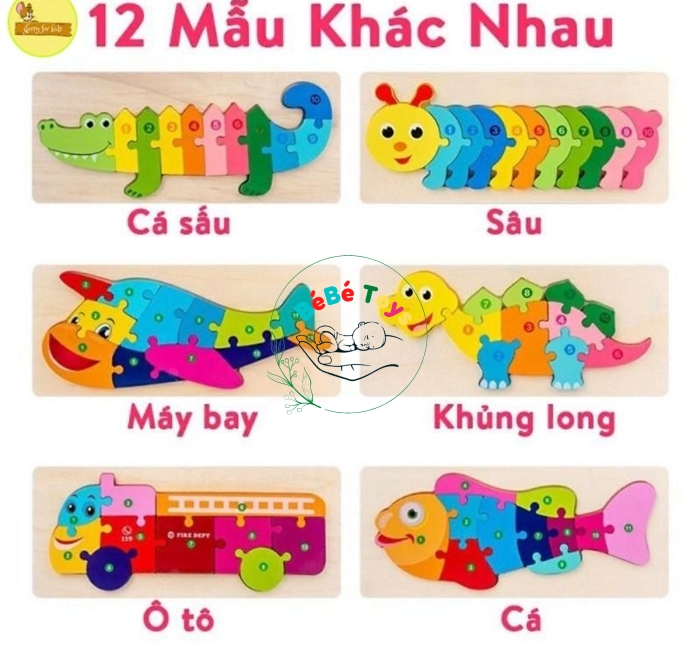Đồ chơi trẻ em tranh ghép hình nối theo số bằng gỗ giúp bé phát triển vận động tinh và tư duy