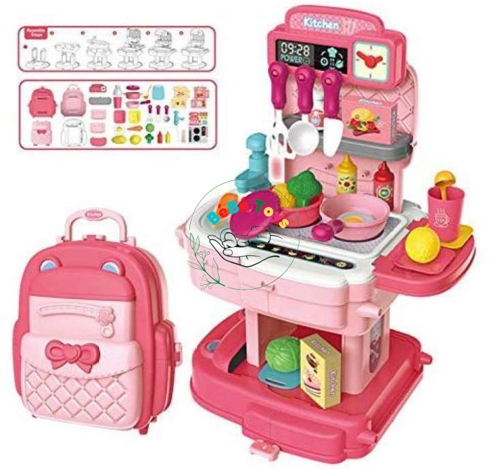 Bộ đồ chơi nhập vai BOWA 8777P - Bộ nhà bếp 34 chi tiết ( MÀU HỒNG)