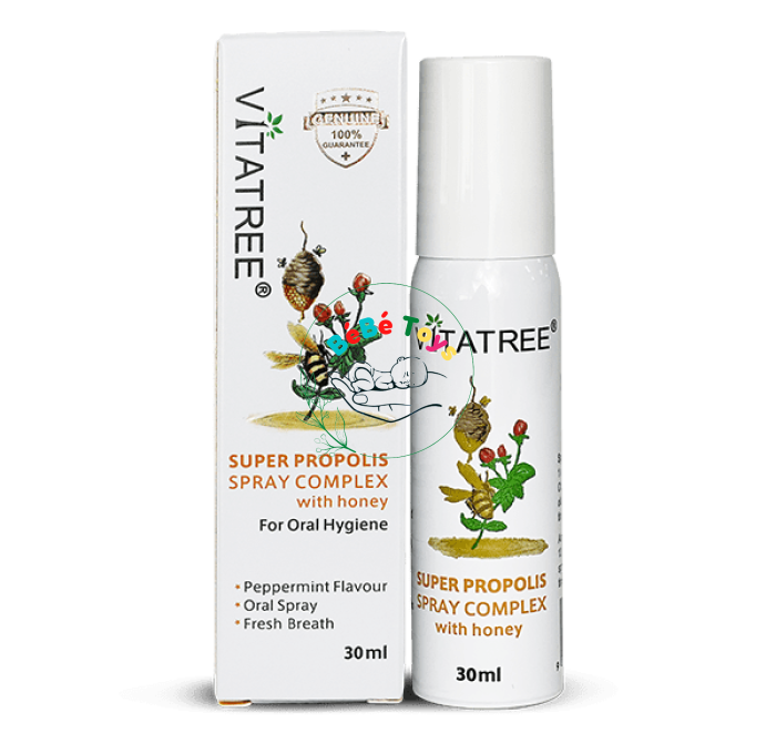 Xịt keo ong Kháng khuẩn Vitatree Super Propolis Spray complex with Honey 30ml ÚC