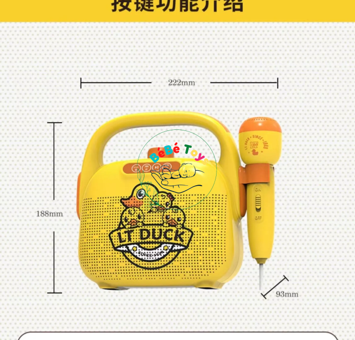 Máy Hát Vịt Nhỏ Màu Vàng, Micro Cho Trẻ Em, Loa Bluetooth, Micro, Máy Hát Karaoke