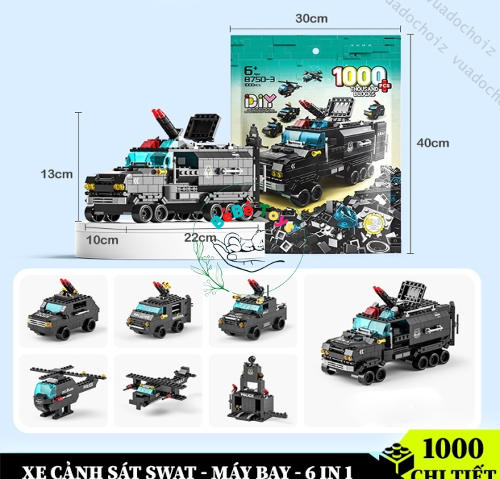ĐỒ CHƠI LEGO CẢNH SÁT SWAT GỒM XE CẢNH SÁT, MÁY BAY 8857-3