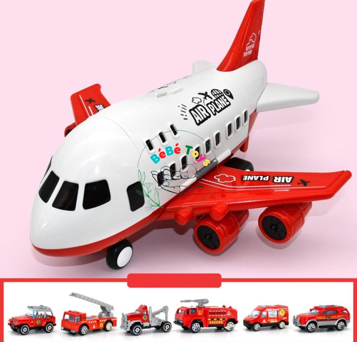 Đồ chơi máy bay cỡ lớn kèm 6 xe oto kim loại cho bé AIRCRAFT chạy đà  1909A