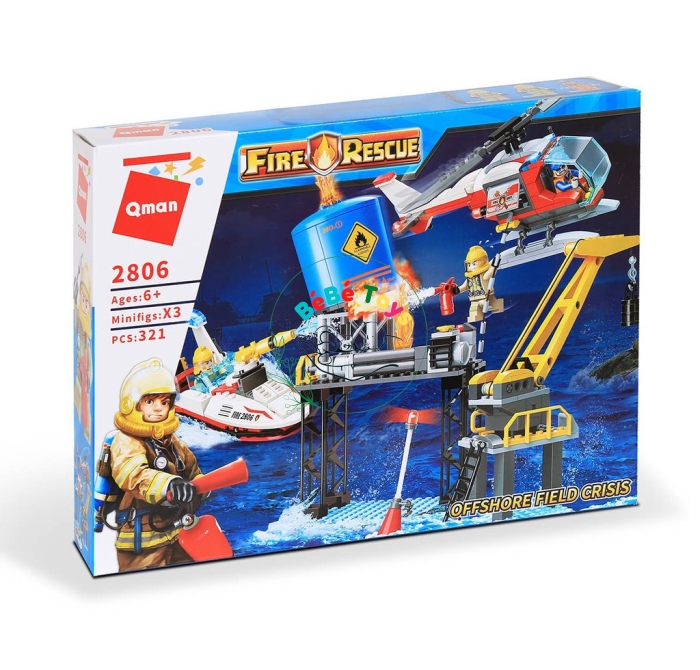 Bộ Lego xếp hình lắp ráp chính hãng Qman 2806- Cứu hỏa ngoài khơi