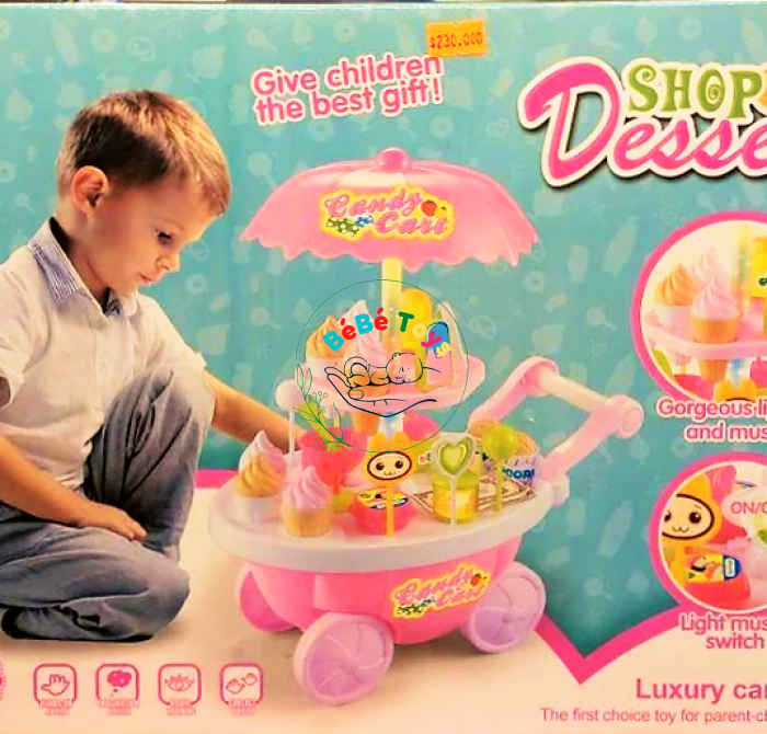 BỘ ĐỒ CHƠI XE BÁN KEM ĐÁNG YÊU SHOP DESSERT KÈM ÂM THANH- 666-137