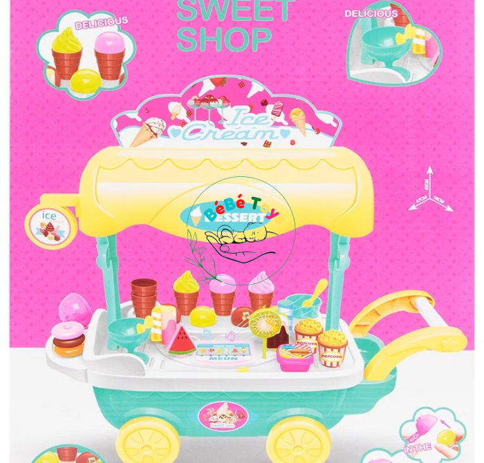 XE ĐẨY BÁN KEM SWEET SHOP CÓ NHẠC VÀ ĐÈN - XS-14089