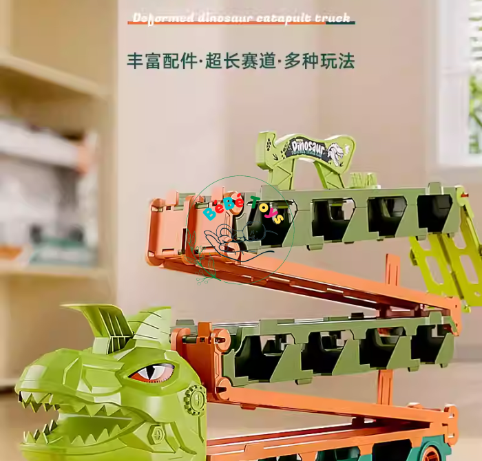 Ô tô đồ chơi khủng long 3 tầng kèm xe đua mini đường đua dài 1.65 - 2m gấp gọn