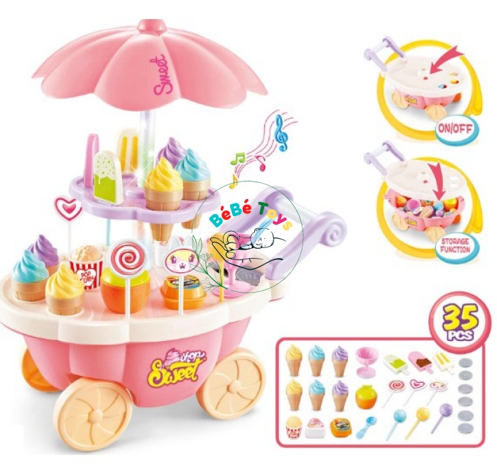 BỘ ĐỒ CHƠI XE BÁN KEM ĐÁNG YÊU SHOP DESSERT KÈM ÂM THANH- 666-137
