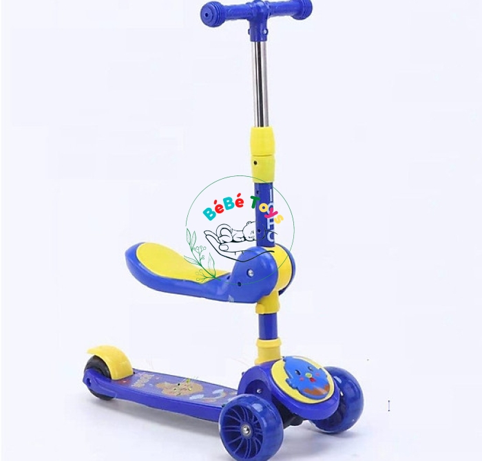 Xe trượt Scooter cho bé 3 In 1 có ghế ngồi - Hình Gà Con Đáng Yêu - bánh có nhạc, đèn led