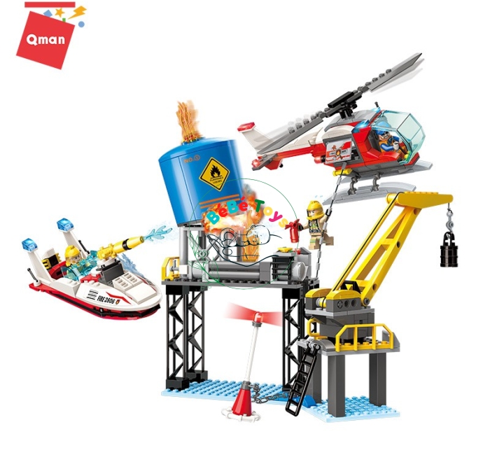 Bộ Lego xếp hình lắp ráp chính hãng Qman 2806- Cứu hỏa ngoài khơi