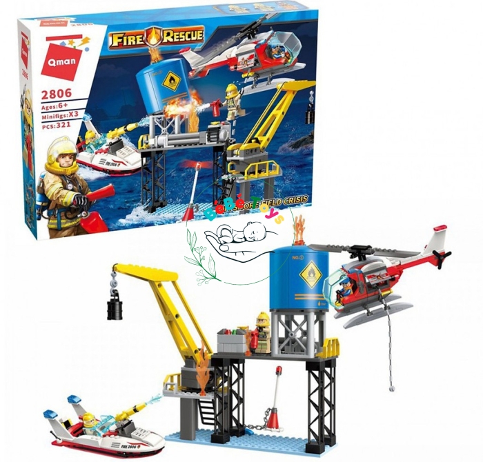 Bộ Lego xếp hình lắp ráp chính hãng Qman 2806- Cứu hỏa ngoài khơi