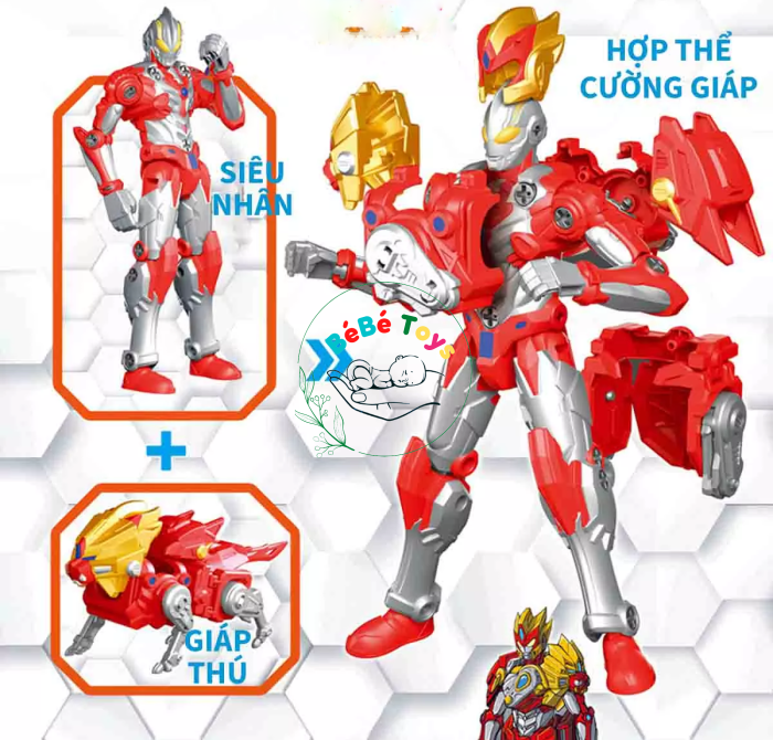 ĐỒ CHƠI SIÊU NHÂN ĐIỆN QUANG ULTRAMAN BIẾN HÌNH ROBOT SƯ TỬ - d622-h099a