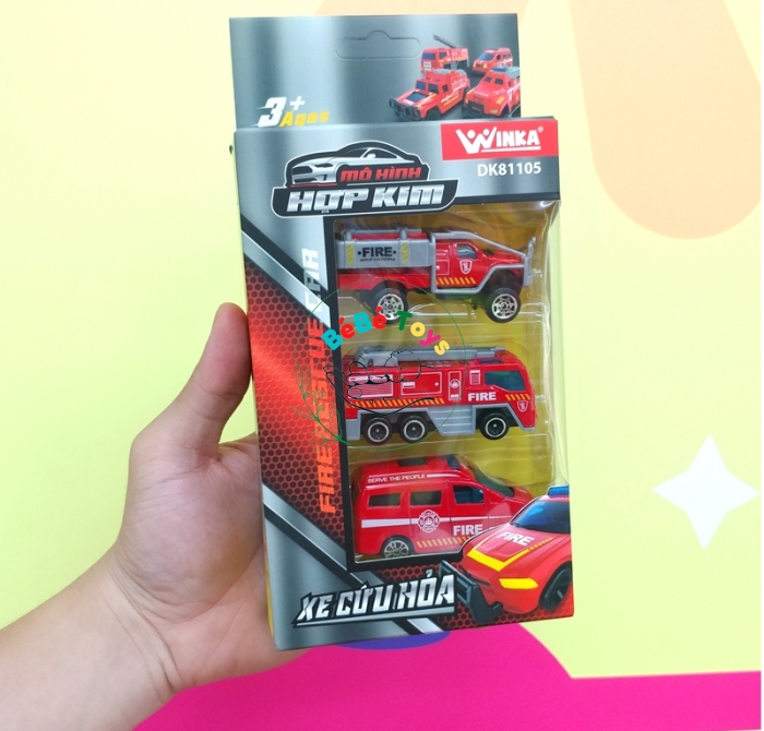 Bộ 3 Mô Hình Hợp Kim Xe Cứu Hỏa - Winka 81105 (Mẫu SP Bên Trong Là Ngẫu Nhiên)