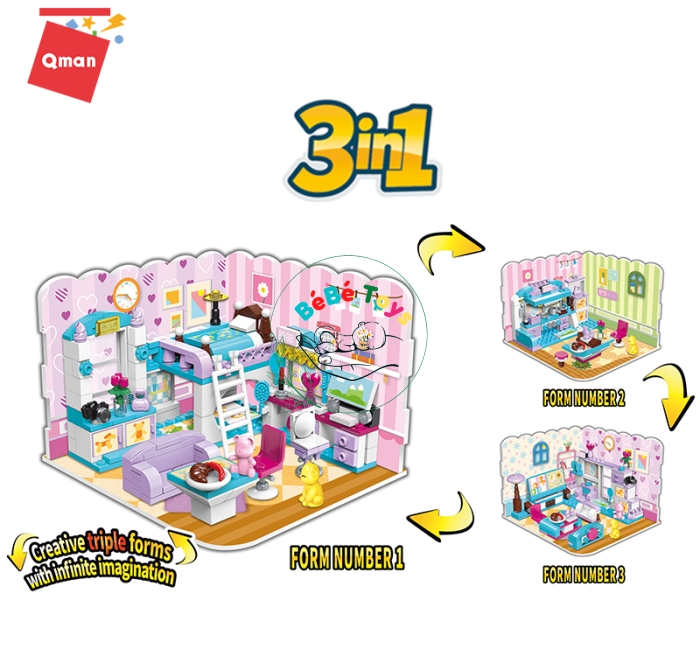 Đồ chơi lắp ghép,xếp hình Qman 4801: Phòng của bé gái