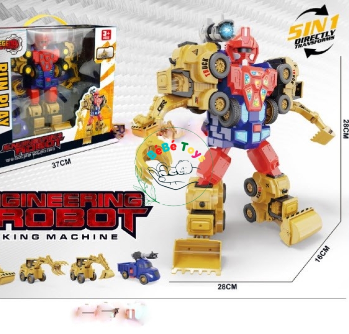 Bộ Xếp Hình Đồ Chơi Lắp Ráp Biến Đổi Siêu Nhân Robot Từ Các Xe Công Trình 500-41