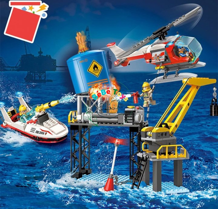 Bộ Lego xếp hình lắp ráp chính hãng Qman 2806- Cứu hỏa ngoài khơi