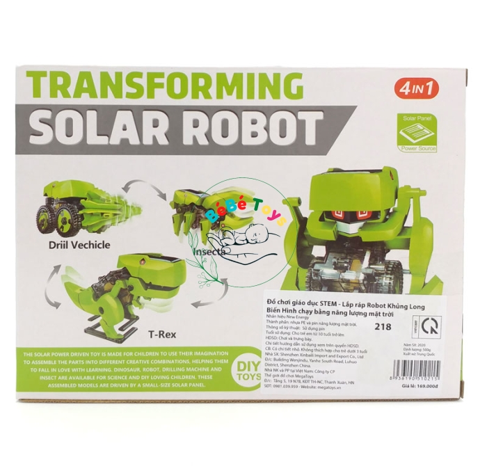 Đồ Chơi Giáo Dục STEM - Lắp Ráp Robot Khủng Long Biến Hình Chạy Bằng Năng Lượng Mặt Trời New Energy 218