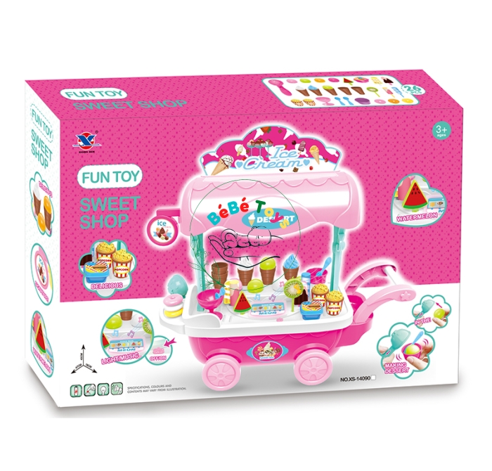 XE ĐẨY BÁN KEM SWEET SHOP CÓ NHẠC VÀ ĐÈN - XS-14089