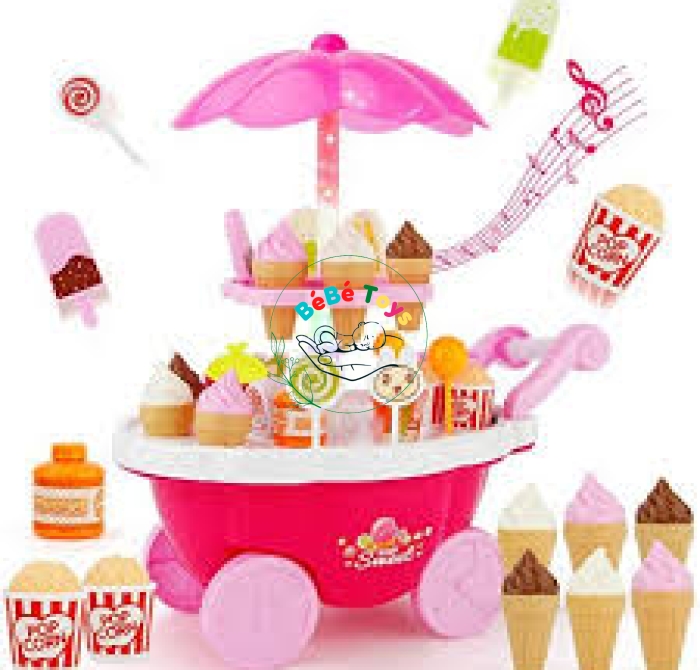 BỘ ĐỒ CHƠI XE BÁN KEM ĐÁNG YÊU SHOP DESSERT KÈM ÂM THANH- 666-137