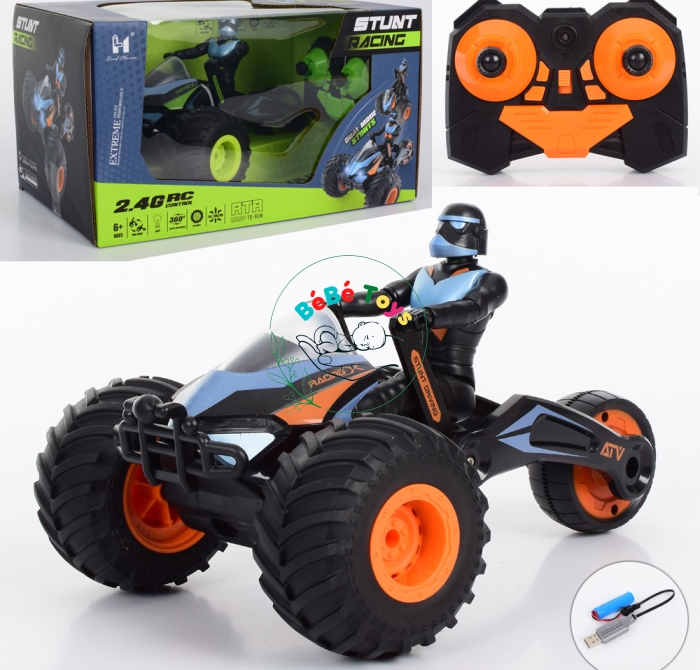 Rc Toy Stunt Ô Tô Xe Máy Biến Hình Xoay 360° Có Đèn Điều Khiển Từ Xa 2.4Ghz