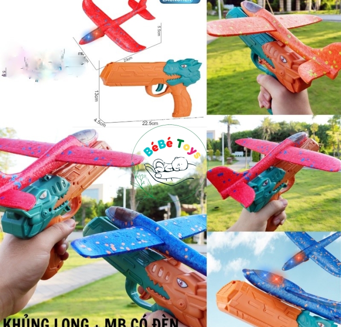 Súng bắn máy bay đồ chơi trẻ em xốp chắc chắn, bay lượn xa, đồ chơi ngoài trời - 6920