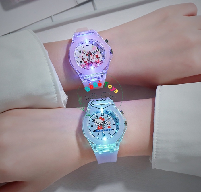Đồng Hồ Đeo Tay Dây Silicon Hình Hello Kitty Xinh Xắn Dành Cho Bé