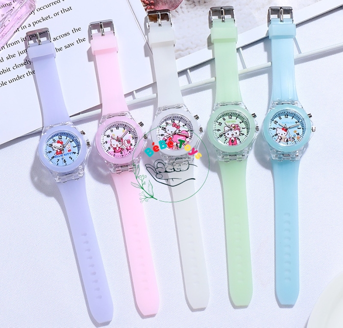 Đồng Hồ Đeo Tay Dây Silicon Hình Hello Kitty Xinh Xắn Dành Cho Bé