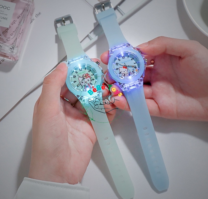 Đồng Hồ Đeo Tay Dây Silicon Hình Hello Kitty Xinh Xắn Dành Cho Bé