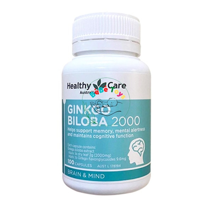 Viên uống bổ não Healthy Care Ginkgo Biloba 2000mg 100 viên úc